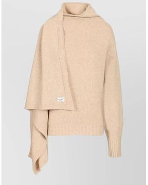The Attico Wool Sweater Scarf Asymmetric Draped Design - Natural