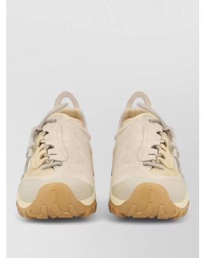 Our Legacy Suede Low Trainers Round Toe Pull Tab - Natural