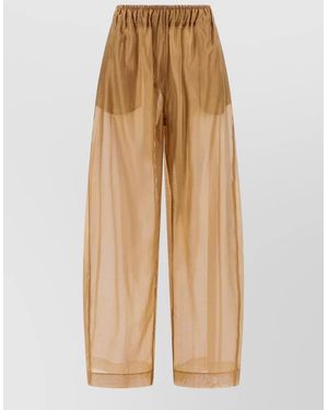 Thelatest Sheer Wide Leg Pants Back Pockets - Natural