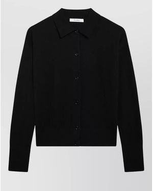 Max Mara Long Sleeve Knitwear Top Ribbed Cuffs Hem - Black