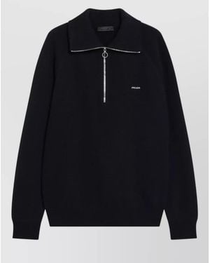Prada Fine-Knit Wool Sweater - Blue