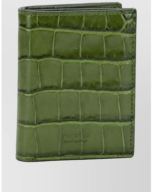Tom Ford Crocodile-Print Leather Cardholder - Green