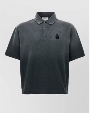 McQueen Skull Motif Polo Shirt Short Sleeves - Grey