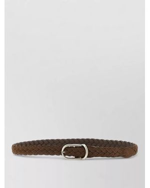 Brunello Cucinelli Suede Woven Calf Leather Belt Loop - White