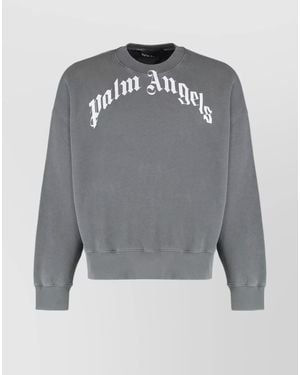 Palm Angels Cotton Logo-Print Sweatshirt - Grey