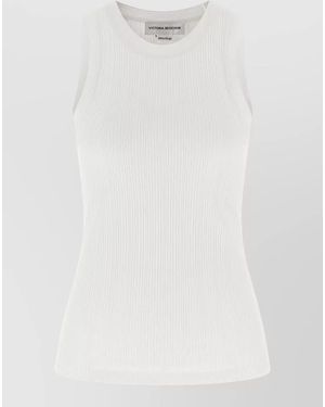Victoria Beckham Ribbed Cotton Tank Top - White