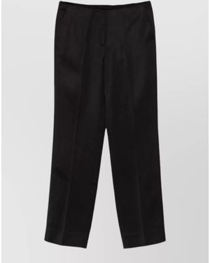 TOTEME Linen Blend Trousers Straight Leg Tailored - Black