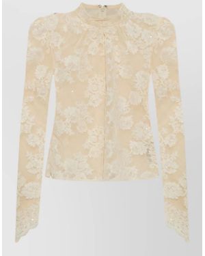 Self-Portrait Lace Blouse - Natural