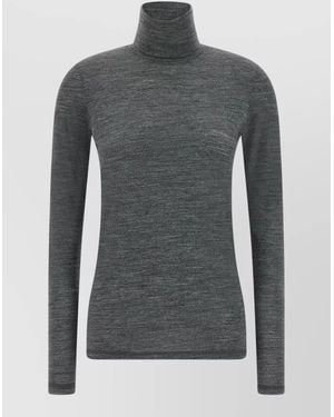 Jil Sander Long Sleeve Turtleneck Knit Regular Fit Top - Gray