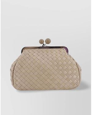 Weekend by Maxmara Structured Woven Metal Frame Clutch Bags - Natural