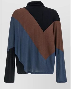 Kiko Kostadinov Silk-Blend High-Neck Asymmetric Jumper - Blue