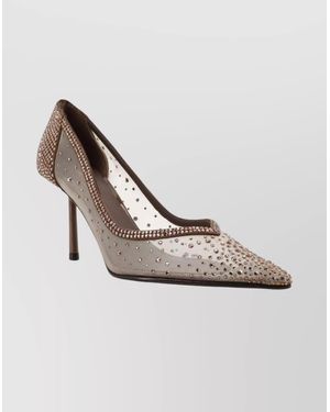 Le Silla Rhinestone Embellished Mesh Stiletto Pumps - Metallic
