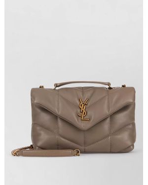 Saint Laurent Puffer Toy Lambskin Shoulder Chain Bag - Brown