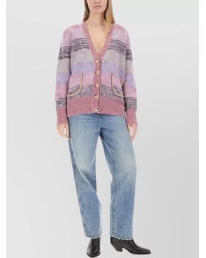 Cormio Oversized Knit Cardigan Textured Ribbing - Blue