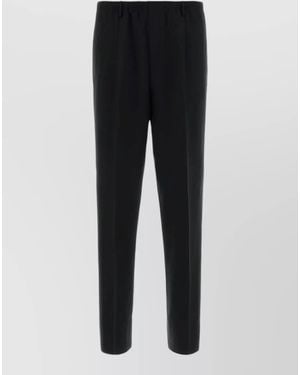 Cellar Door Stretch Jersey Wide Leg Ezio Trousers Cropped - Black