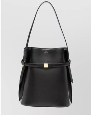 TOTEME Belted Leather Bucket Bag - Black
