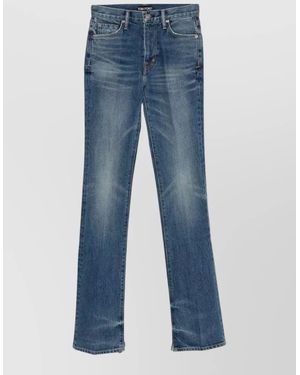 Tom Ford Flared Denim Trousers Faded Effect Belt Loops - Blue