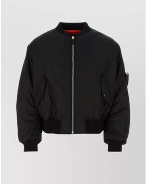 Prada Bomber Jacket Padded Utility Pocket - Black