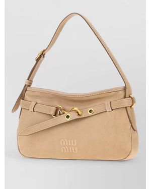 Miu Miu Matelassé Lamb Leather Clutch Bag - Natural