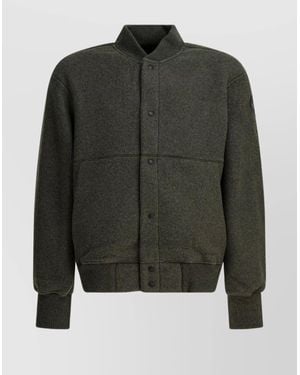 Canada Goose Fleece Bomber Jacket With Ribbed Collar And Cuffs - Green