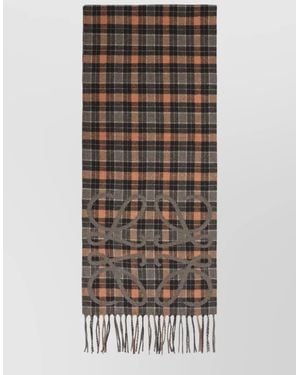 Loewe Anagram Scarf Chequered Pattern Fringe Detail - Multicolour