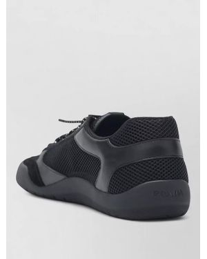 Prada Mesh Panel Trainers Rubber Sole Design - Black