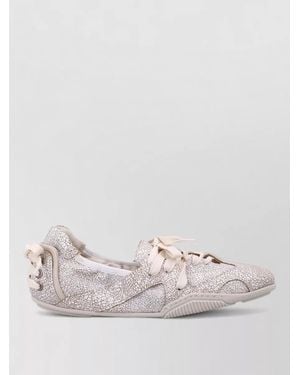 Acne Studios Leather Lace-Up Ballerina Shoes - Natural