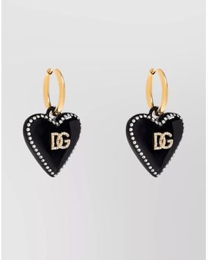 Dolce & Gabbana Metal Earrings Embellished Rhinestones - Black