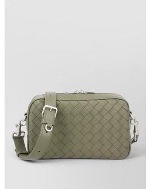 Bottega Veneta Leather Small Braided Crossbody Bag - Green