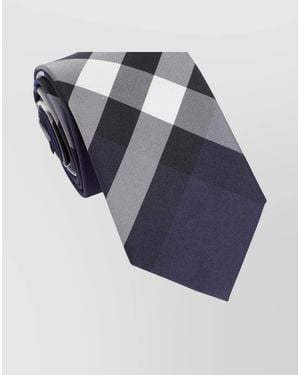 Burberry Check Silk Rolled Tip Tie - Blue