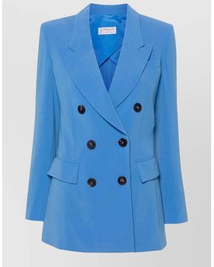 Alberto Biani Double Breasted Cady Tailored Jacket - Blue