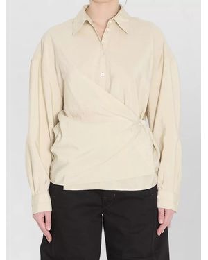 Lemaire Straight Collar Twisted Wrap Silk Shirt - Natural