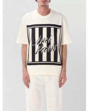 Ami Paris Scarf Detail T-Shirt Short Sleeves Crew Neck - White