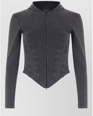 Balenciaga Cotton Zip Hoodie High Collar Design - Grey