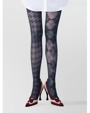 Thom Browne Argyle Sheer Tights And Mesh Panties - Blue