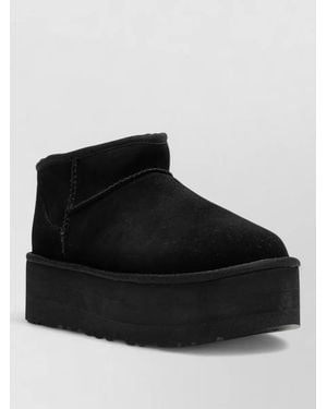 UGG Leather Classic Ultra Mini Platform Ankle Boots - Black
