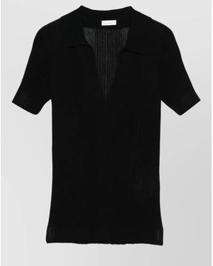 Roberto Collina Contrast Stitch Rib Knit Polo Shirt - Black