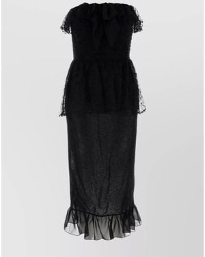 Alessandra Rich Lace Midi Dress - Black