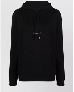 Saint Laurent Cotton Logo Print Hoodie - Black