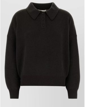 Lisa Yang Etta Cashmere Polo Shirt Collared Design - Black