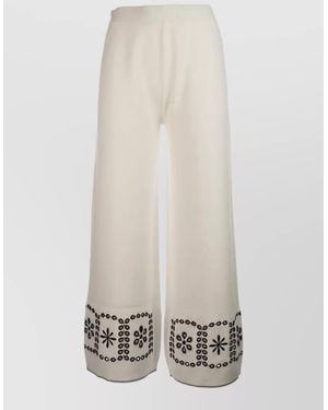 Paul Smith Ankle Length Trousers Wide Leg Embroidery - White