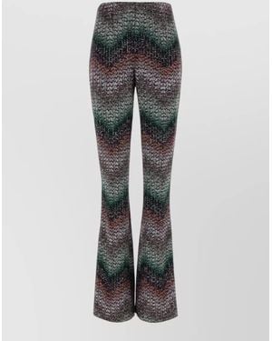 Missoni Viscose Blend Flared Pants Elastic Waistband - Gray