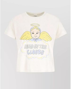 RE/DONE Graphic Print Crew Neck Short Sleeve Top - White