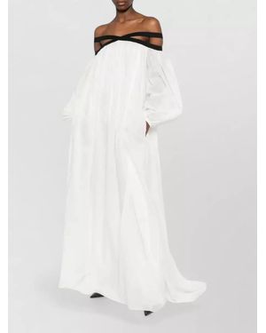 Tom Ford Cotton Off-Shoulder Long-Sleeve Gathered Maxi Dress - White