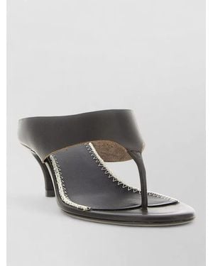 Magda Butrym Leather Sandals Contrast Stitching Kitten Heel Open Toe - Multicolor