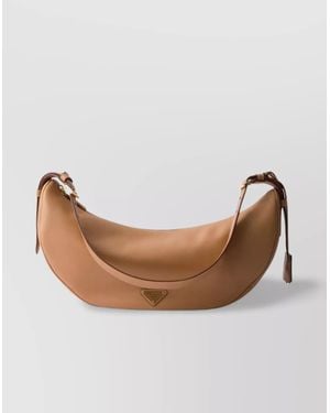 Prada Large Leather Shoulder Bag - Orange