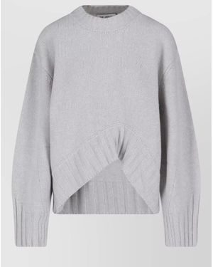 The Attico Knit Top Crew Neck Asymmetric Hem - Grey