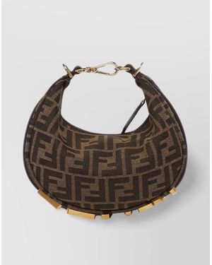 Fendi Graphy Mini Jacquard Shoulder Bag - Metallic