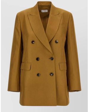Alberto Biani Linen Viscose Blazer Jacket Back Vent - Natural