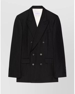 Givenchy Striped Slim-Fit Wool Double-Breasted Blazer - Black